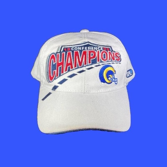 ☀️ Vintage St. Louis Rams NFC Champions 1999-2000 Dad Hat OSFA White 90 Y2K STL - Picture 3 of 6